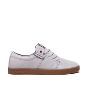 Supra Mens STACKS II Low Top Shoes Lt. Grey/Grey/gum | US-40140